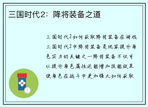 三国时代2：降将装备之道